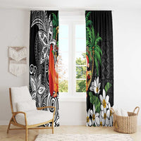 Polynesian Window Curtain Tropical Santa - Plumeria Black Vintage LT7 - Polynesian Pride