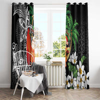 Polynesian Window Curtain Tropical Santa - Plumeria Black Vintage LT7 - Polynesian Pride