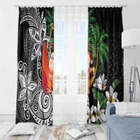 Polynesian Window Curtain Tropical Santa - Plumeria Black Vintage LT7 - Polynesian Pride