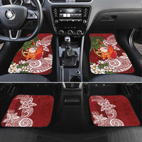 Polynesian Car Mats Tropical Santa - Plumeria Red Vintage LT7 Set 4pcs Red - Polynesian Pride