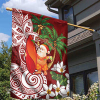 Polynesian Garden Flag Tropical Santa - Plumeria Red Vintage LT7 - Polynesian Pride