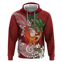 Polynesian Hoodie Tropical Santa - Plumeria Red Vintage LT7 Pullover Hoodie Red - Polynesian Pride