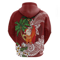 Polynesian Hoodie Tropical Santa - Plumeria Red Vintage LT7 - Polynesian Pride