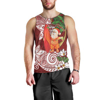 Polynesian Men Tank Top Tropical Santa - Plumeria Red Vintage LT7 - Polynesian Pride