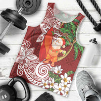 Polynesian Men Tank Top Tropical Santa - Plumeria Red Vintage LT7 - Polynesian Pride