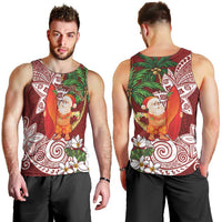 Polynesian Men Tank Top Tropical Santa - Plumeria Red Vintage LT7 - Polynesian Pride