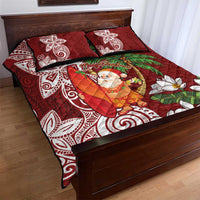 Polynesian Quilt Bed Set Tropical Santa - Plumeria Red Vintage LT7 - Polynesian Pride