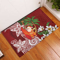 Polynesian Rubber Doormat Tropical Santa - Plumeria Red Vintage LT7 - Polynesian Pride