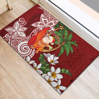 Polynesian Rubber Doormat Tropical Santa - Plumeria Red Vintage LT7 - Polynesian Pride