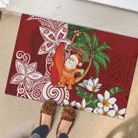 Polynesian Rubber Doormat Tropical Santa - Plumeria Red Vintage LT7 - Polynesian Pride