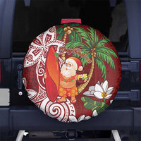 Polynesian Spare Tire Cover Tropical Santa - Plumeria Red Vintage LT7 - Polynesian Pride