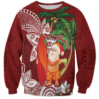 Polynesian Sweatshirt Tropical Santa - Plumeria Red Vintage LT7 Unisex Red - Polynesian Pride