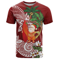 Polynesian T Shirt Tropical Santa - Plumeria Red Vintage LT7 Red - Polynesian Pride
