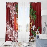 Polynesian Window Curtain Tropical Santa - Plumeria Red Vintage LT7 - Polynesian Pride