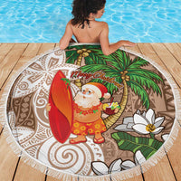 Polynesian Beach Blanket Tropical Santa - Plumeria Beige Vintage LT7 - Polynesian Pride