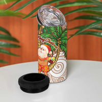 Polynesian 4 in 1 Can Cooler Tumbler Tropical Santa - Plumeria Beige Vintage