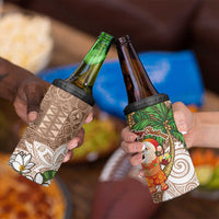 Polynesian 4 in 1 Can Cooler Tumbler Tropical Santa - Plumeria Beige Vintage