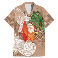 Polynesian Family Matching Mermaid Dress and Hawaiian Shirt Tropical Santa - Plumeria Beige Vintage