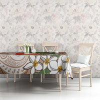 Polynesian Tablecloth Tropical Santa - Plumeria Beige Vintage LT7 - Polynesian Pride