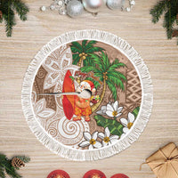 Polynesian Tree Skirt Tropical Santa - Plumeria Beige Vintage