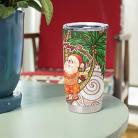 Polynesian Tumbler Cup Tropical Santa - Plumeria Beige Vintage LT7 - Polynesian Pride