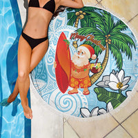 Polynesian Beach Blanket Tropical Santa - Plumeria Turquoise Vintage LT7 - Polynesian Pride