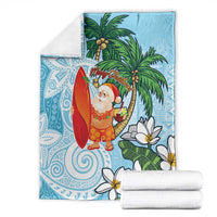 Polynesian Blanket Tropical Santa - Plumeria Turquoise Vintage LT7 - Polynesian Pride