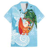 Polynesian Family Matching Mermaid Dress and Hawaiian Shirt Tropical Santa - Plumeria Turquoise Vintage