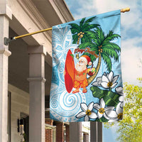 Polynesian Garden Flag Tropical Santa - Plumeria Turquoise Vintage LT7 House Flag Turquoise - Polynesian Pride