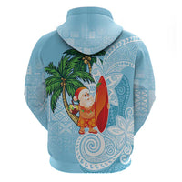 Polynesian Hoodie Tropical Santa - Plumeria Turquoise Vintage LT7 - Polynesian Pride