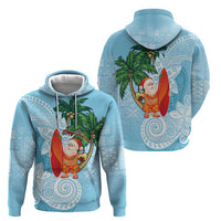Polynesian Hoodie Tropical Santa - Plumeria Turquoise Vintage LT7 - Polynesian Pride