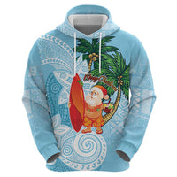 Polynesian Hoodie Tropical Santa - Plumeria Turquoise Vintage LT7 - Polynesian Pride