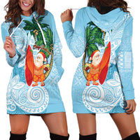 Polynesian Hoodie Dress Tropical Santa - Plumeria Turquoise Vintage LT7 - Polynesian Pride
