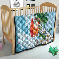 Polynesian Quilt Tropical Santa - Plumeria Turquoise Vintage