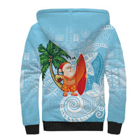Polynesian Sherpa Hoodie Tropical Santa - Plumeria Turquoise Vintage LT7 - Polynesian Pride