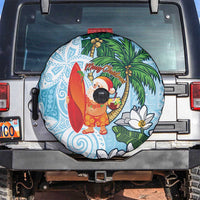 Polynesian Spare Tire Cover Tropical Santa - Plumeria Turquoise Vintage LT7 Turquoise - Polynesian Pride