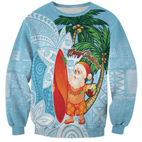 Polynesian Sweatshirt Tropical Santa - Plumeria Turquoise Vintage LT7 Unisex Turquoise - Polynesian Pride