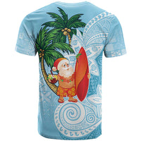 Polynesian T Shirt Tropical Santa - Plumeria Turquoise Vintage LT7 - Polynesian Pride