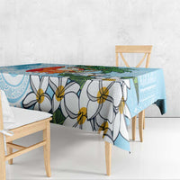 Polynesian Tablecloth Tropical Santa - Plumeria Turquoise Vintage LT7 - Polynesian Pride