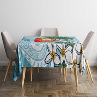 Polynesian Tablecloth Tropical Santa - Plumeria Turquoise Vintage LT7 - Polynesian Pride