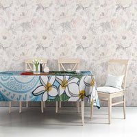 Polynesian Tablecloth Tropical Santa - Plumeria Turquoise Vintage LT7 - Polynesian Pride