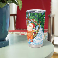 Polynesian Tumbler Cup Tropical Santa - Plumeria Turquoise Vintage LT7 - Polynesian Pride