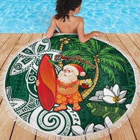 Polynesian Beach Blanket Tropical Santa - Plumeria Green Vintage LT7 - Polynesian Pride