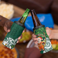 Polynesian 4 in 1 Can Cooler Tumbler Tropical Santa - Plumeria Green Vintage