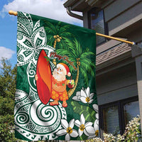 Polynesian Garden Flag Tropical Santa - Plumeria Green Vintage LT7 - Polynesian Pride