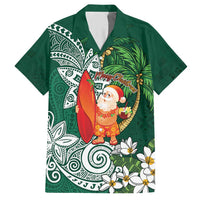 Polynesian Hawaiian Shirt Tropical Santa - Plumeria Green Vintage LT7 Green - Polynesian Pride