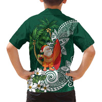 Polynesian Hawaiian Shirt Tropical Santa - Plumeria Green Vintage LT7 - Polynesian Pride