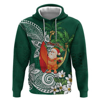 Polynesian Hoodie Tropical Santa - Plumeria Green Vintage LT7 Pullover Hoodie Green - Polynesian Pride