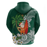 Polynesian Hoodie Tropical Santa - Plumeria Green Vintage LT7 - Polynesian Pride