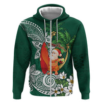 Polynesian Hoodie Tropical Santa - Plumeria Green Vintage LT7 Zip Hoodie Green - Polynesian Pride